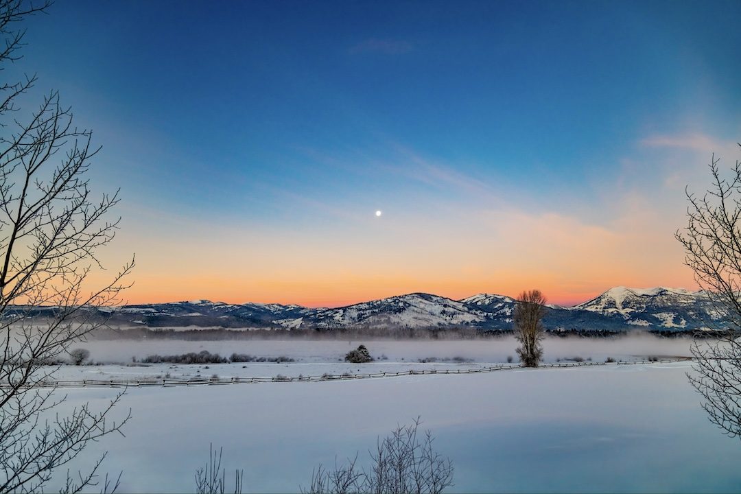 Sunrise Moonset in Backyard
