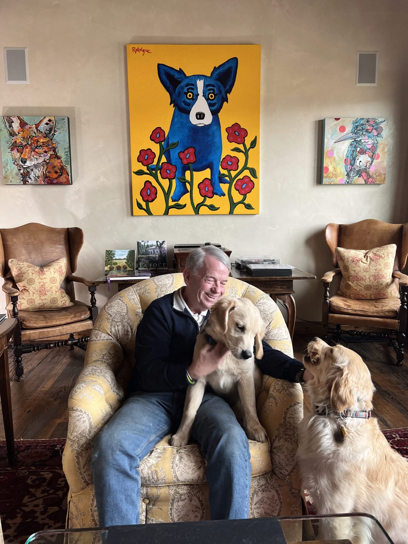 Glenn with Blitzen and Lulu (And Blue Dog)